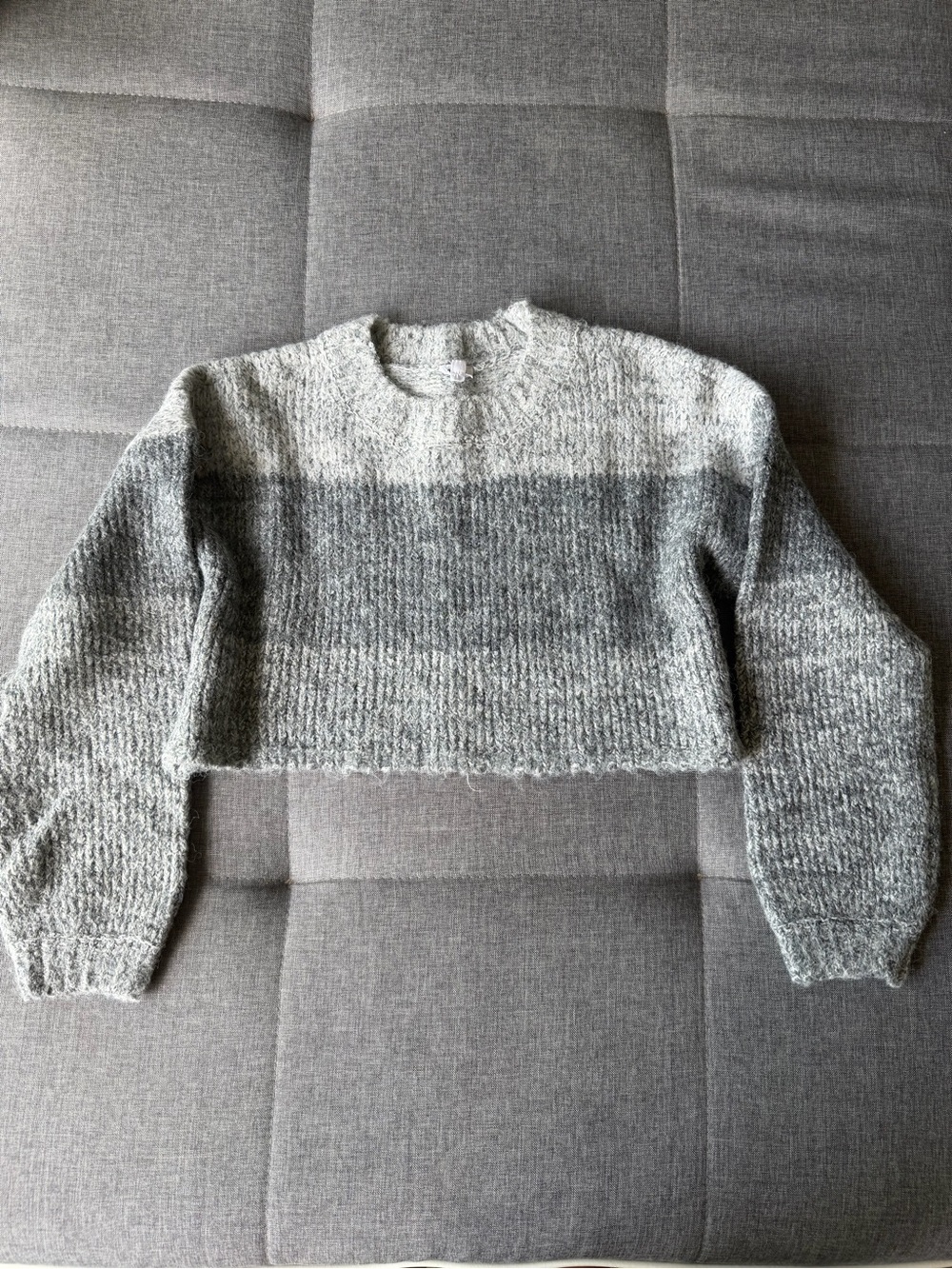 Garage Two-Tone Grey Cropped Crewneck Sweater